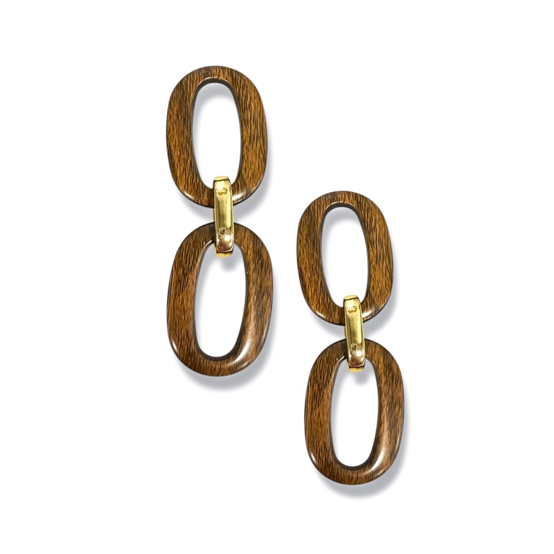 What A Wait Wood Link Earrings