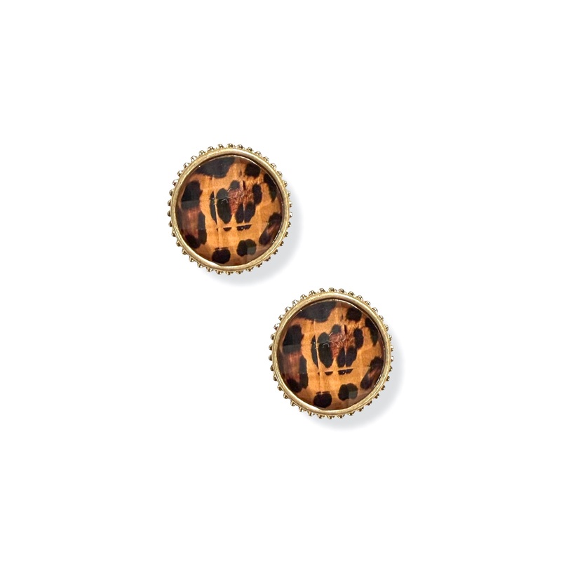 Faith Leopard Faceted Stone Stud Earrings