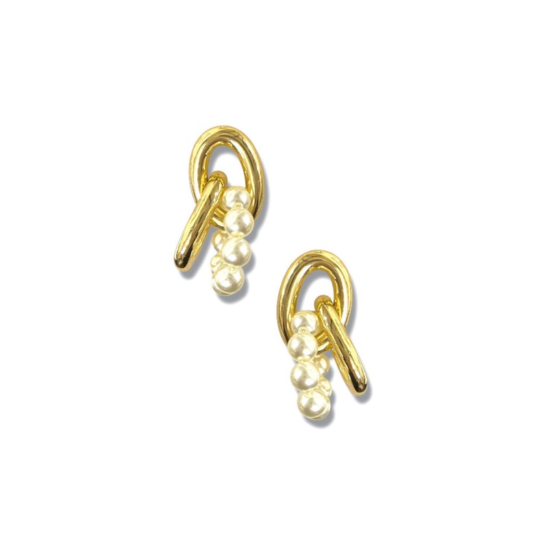Full Of Life Linked Oval & Pearl Earrings