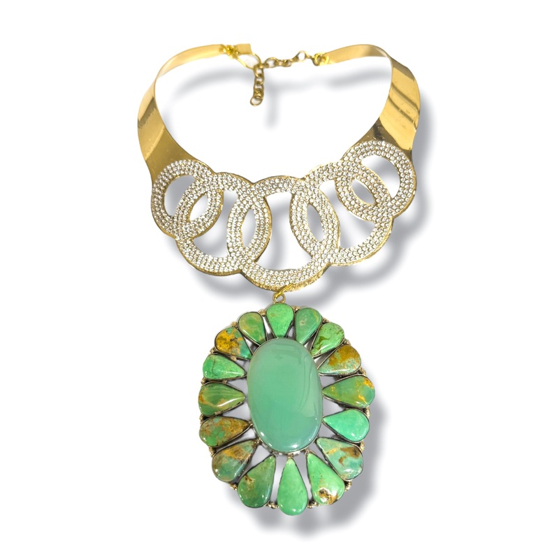 Made in the Deep South 1960s Turquoise 1970s Bib Necklace