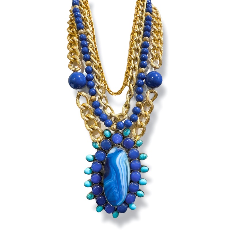 Made in the Deep South 1970s Agate & Turquoise 1950s Necklace