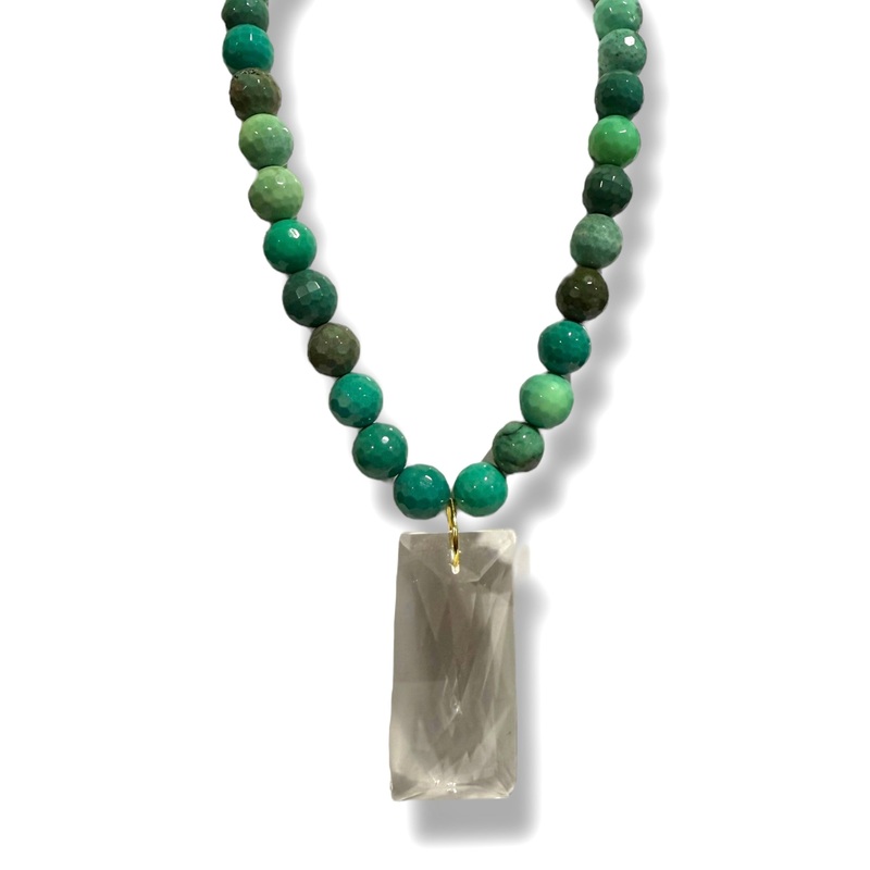 Made in the Deep South 1920s Chandelier Crystal 1960s Chrysoprase Necklace