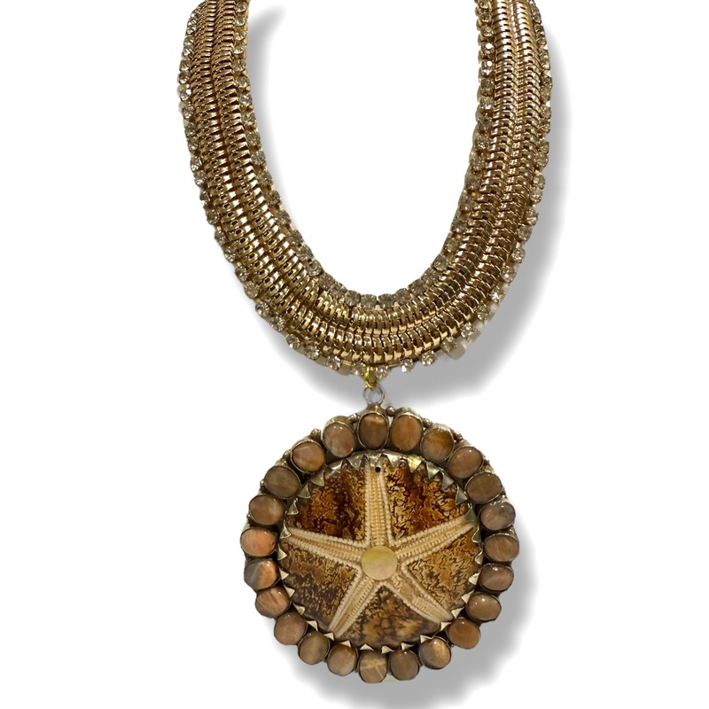 Made in the Deep South 1970s Amonite & Coconut Shell with Agate 1970s Necklace