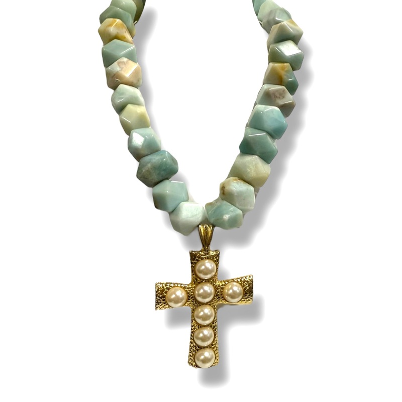 Made in the Deep South 1970s Cross Pendant 1960s Amazonite Necklace