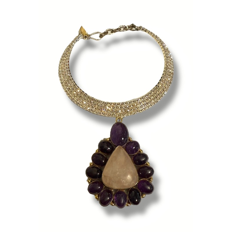 Made in the Deep South 1970s Rose Quartz & Amethyst 1970s Choker
