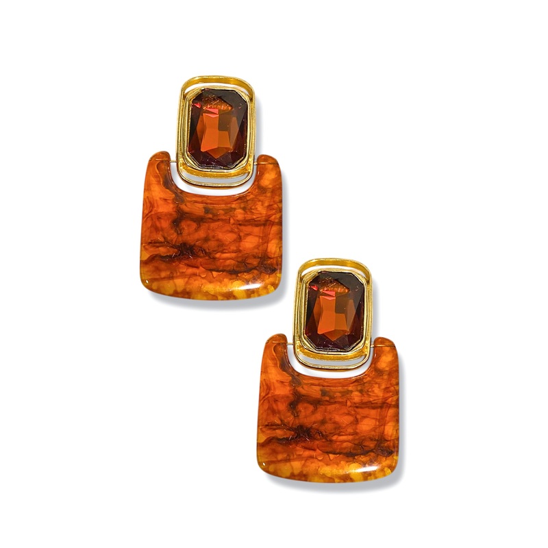 Bold Enough Brown Square Earrings