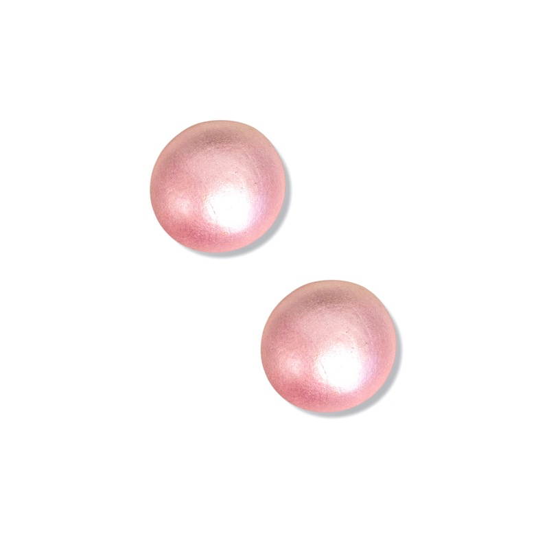 Charming Light Pink Pearlescent Wood Earrings