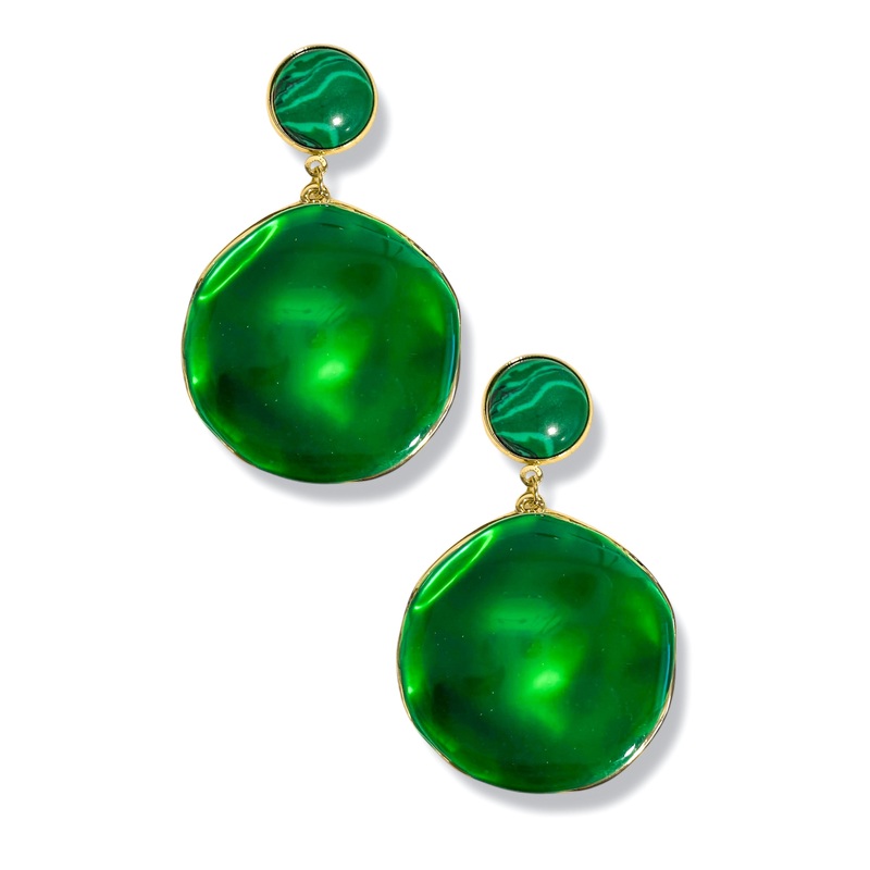 Closing Time Green Round Earrings