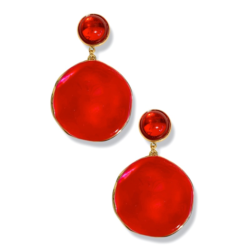 Closing Time Red Round Earrings