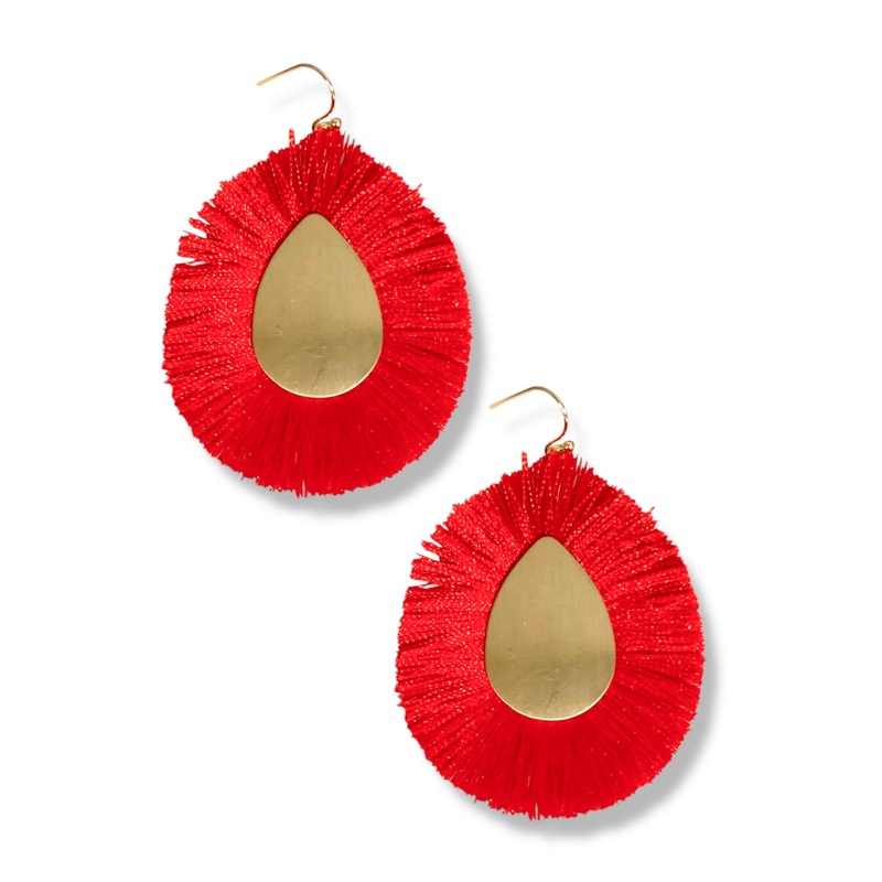 Different Point Teardrop Fan Tassel Earrings