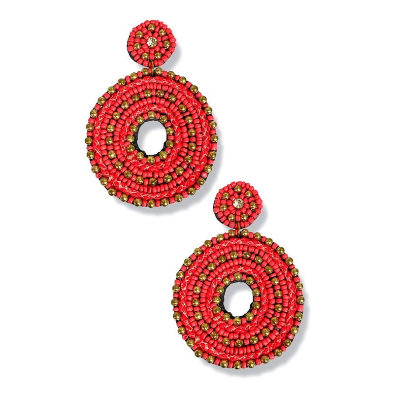 Gone To Soon Seed Bead Circle Earrings