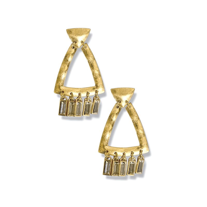 Hard Topics Gold Triangle & Bead Charm Earrings