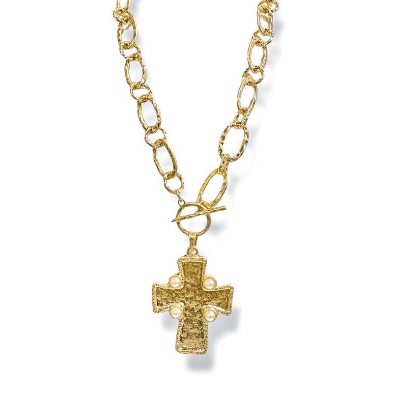 In My Life Hammered Cross Necklace