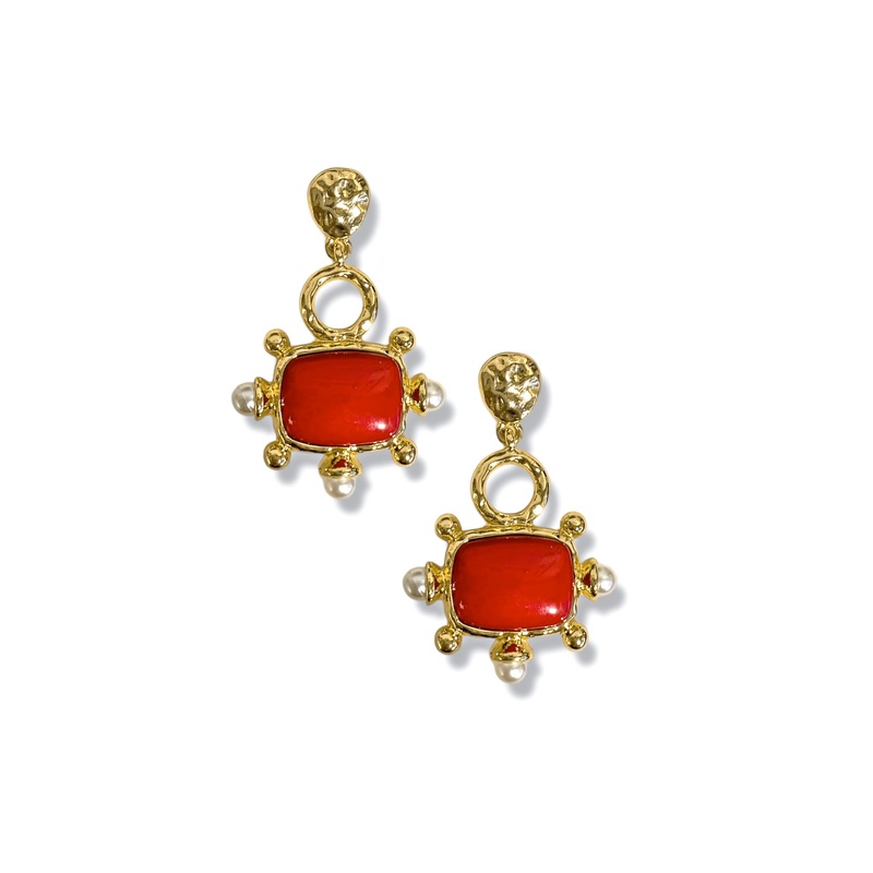 In The Moment Square & Pearl Drop Earrings