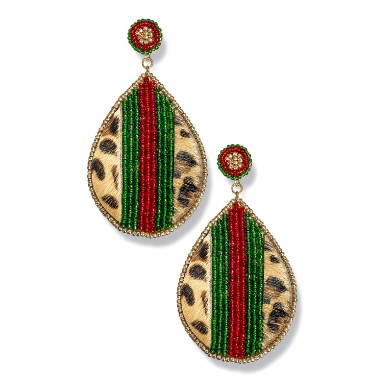 Make For You Leopard & Stripe Teardrop Earrings
