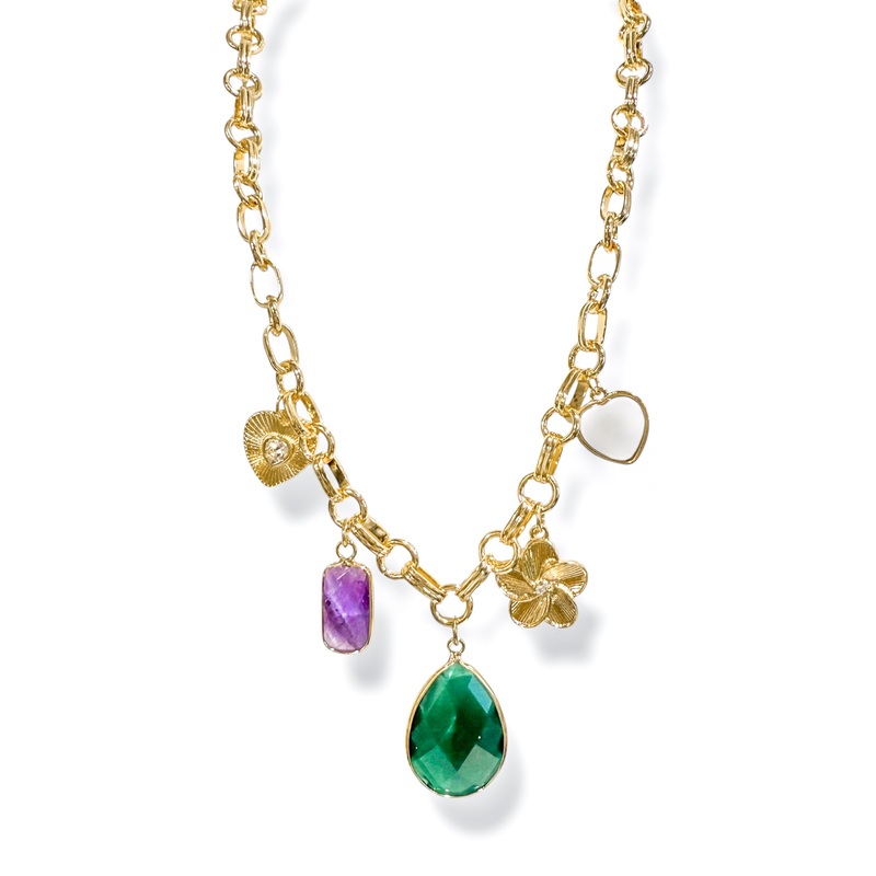 Zoning In Charm Necklace|Green/Gold