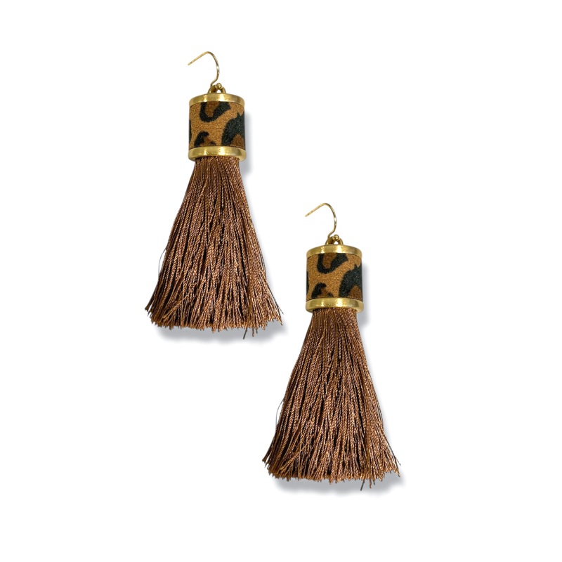 Full Of Hope Leather Cap Tassel Earrings