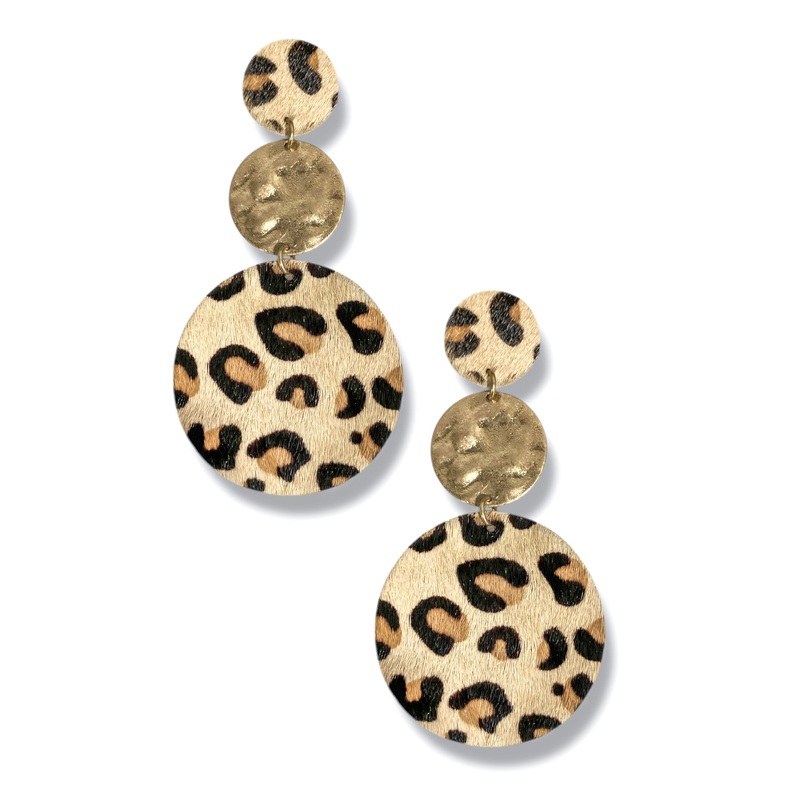 Wild Life Leopard Disc Drop Earrings
