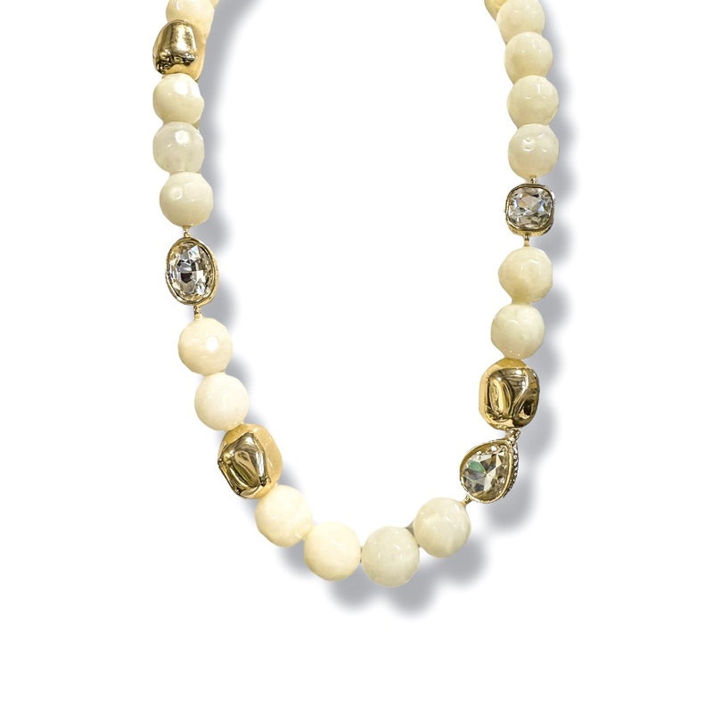 Going Ahead Beaded Necklace|Ivory/Gold