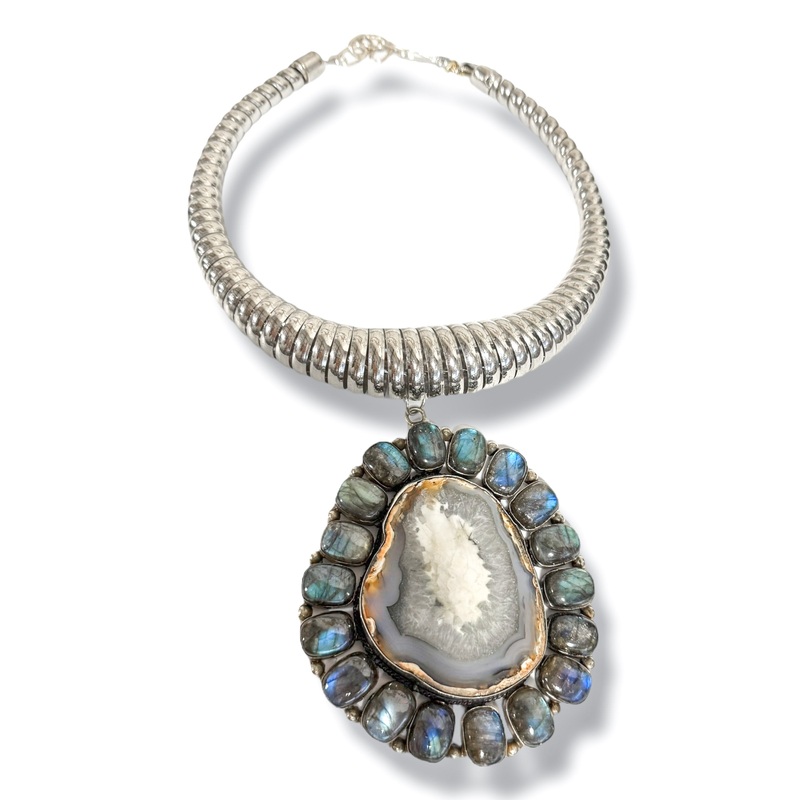 Made in the Deep South 1970s Agate & Labradorite 1960s Necklace