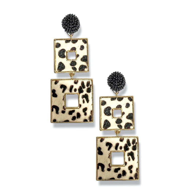 Out and About Cheetah Square Drop Earrings