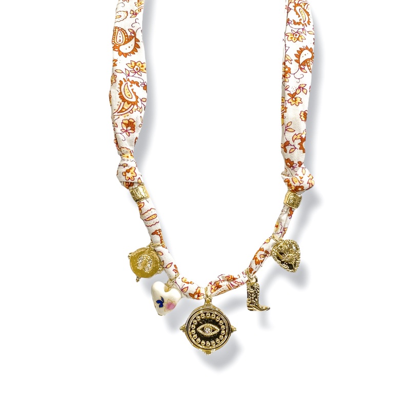 Right Around Charm Scarf Necklace