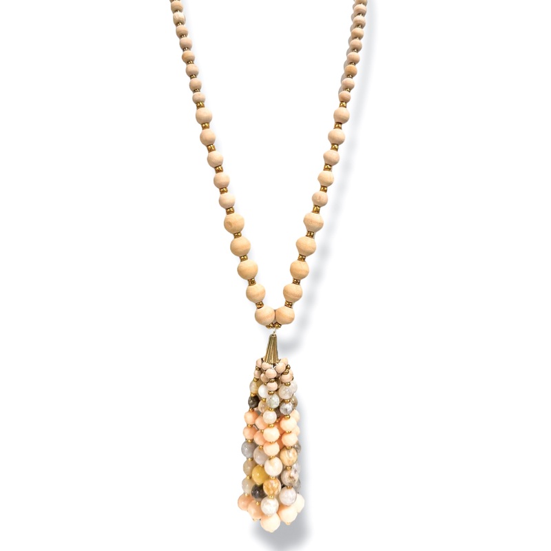 To My Heart Wood & Stone Tassel Necklace