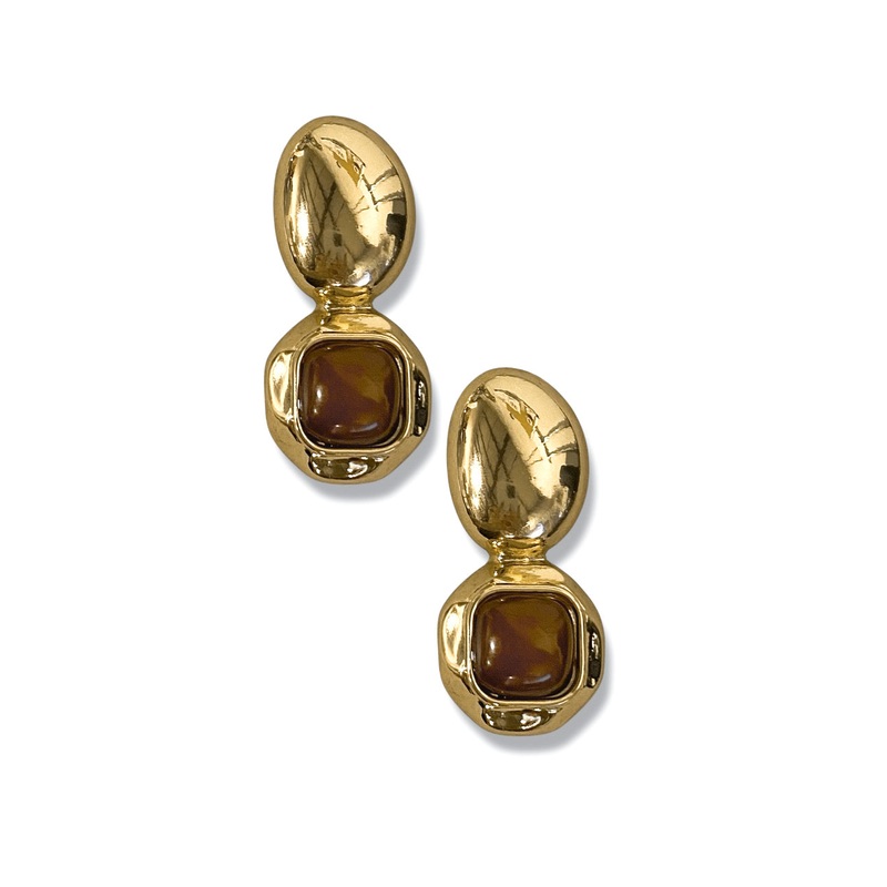 In My Element Brown Square Dome Earrings
