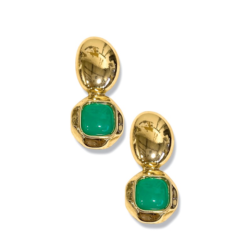 In My Element Green Square Dome Earrings