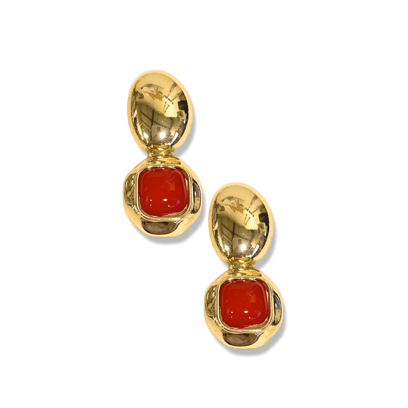 In My Element Red Square Dome Earrings