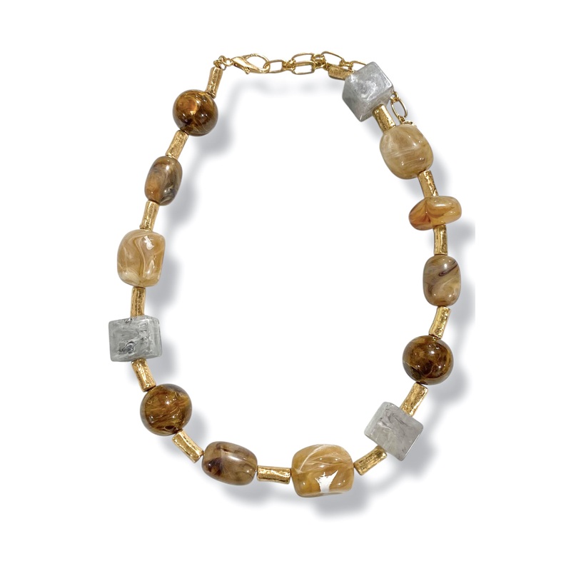 In The Moment Marble Stone & Bar Necklace