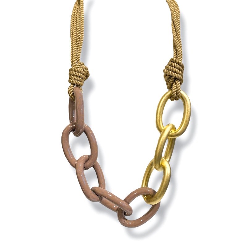 Leave It To Me Brown and Gold Chain Necklace