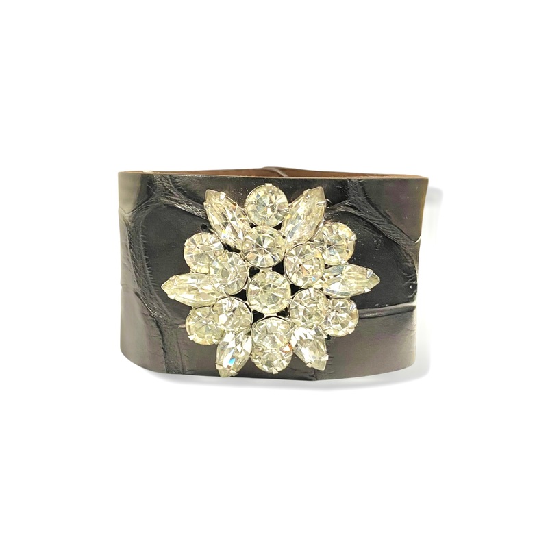 Made in the Deep South 1960s Brooch Genuine Alligator Cuff Bracelet