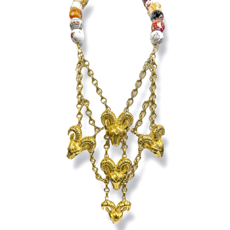 Made in the Deep South 1960s Rams Head Necklace Piece 1960s Agate Necklace