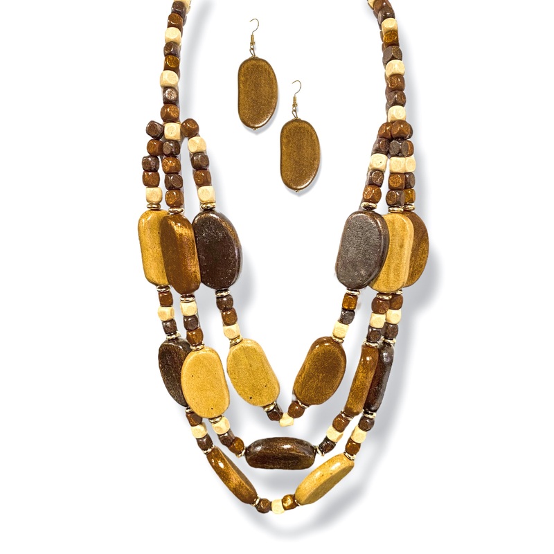Nothing To You Brown Wood Bead Layered Necklace