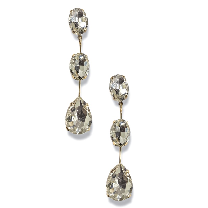Seal the Deal Gold and Clear Oval & Teardrop Earrings