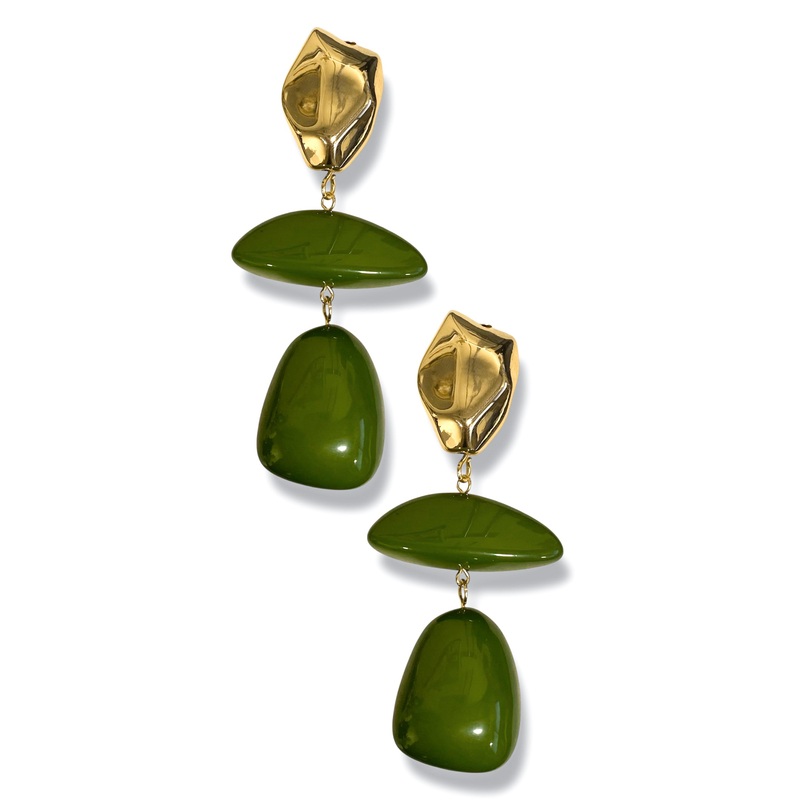 Take Me Back Olive Geometric Drop Earrings