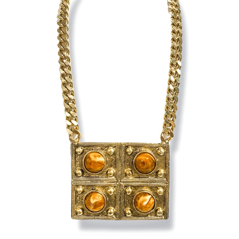 Yochi Honey Square Stone Necklace
