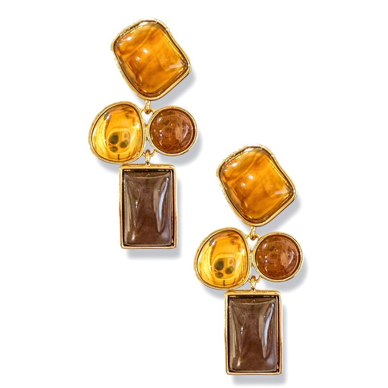Big Impression Brown Multi Shape Earrings