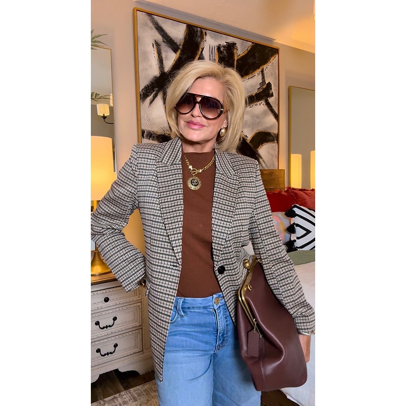 Don’t Wait Brown Hazel Houndstooth Blazer