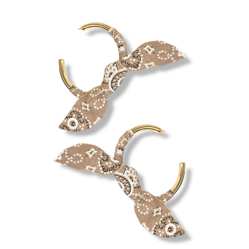 Here For A Time Brown Bandana Hoop Earrings