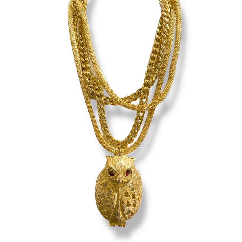 Made in the Deep South 1960s Owl Pendant 1970s Necklace