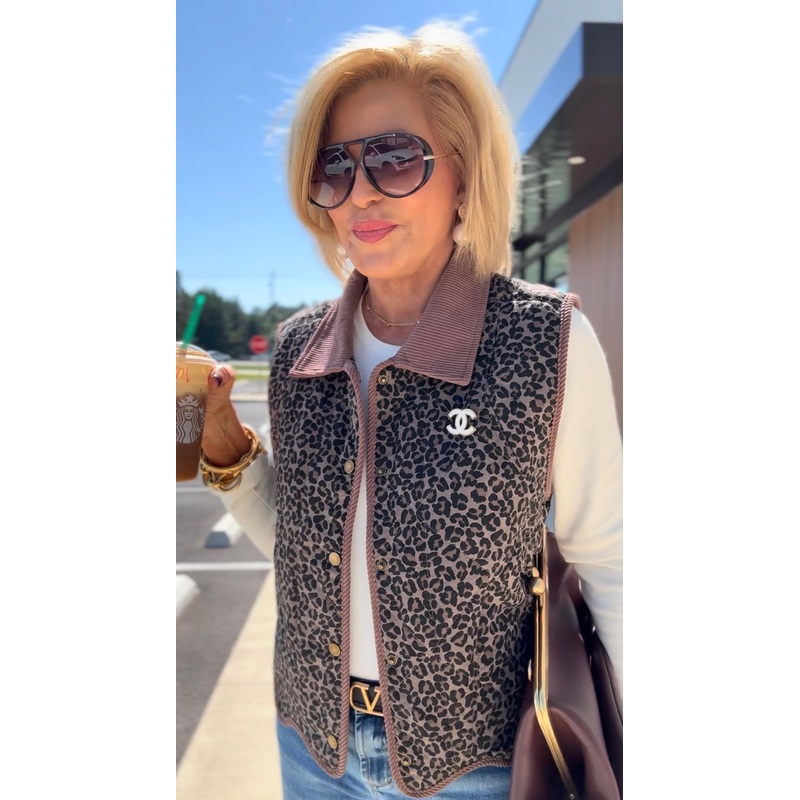 The Right Place Brown Leopard Sleeveless Vest