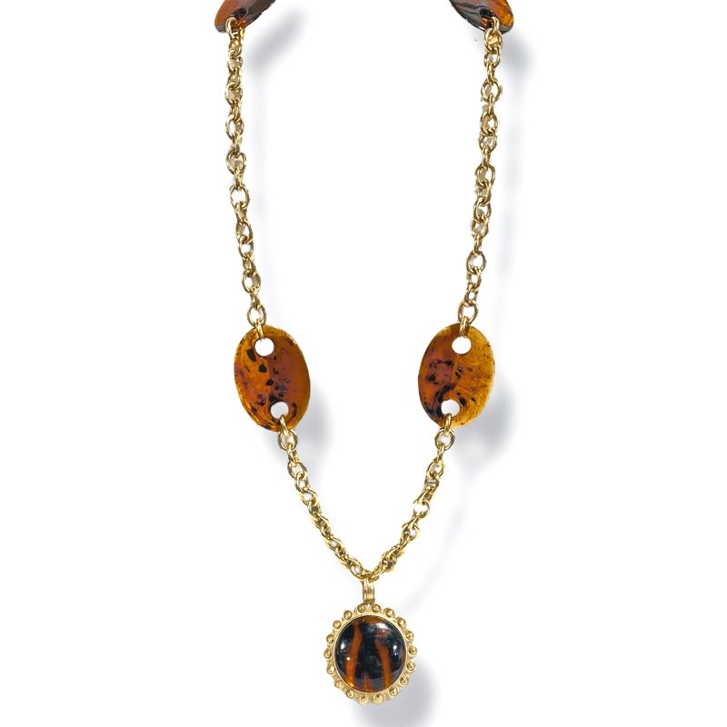 Yochi Miley Tigers Eye Long Necklace