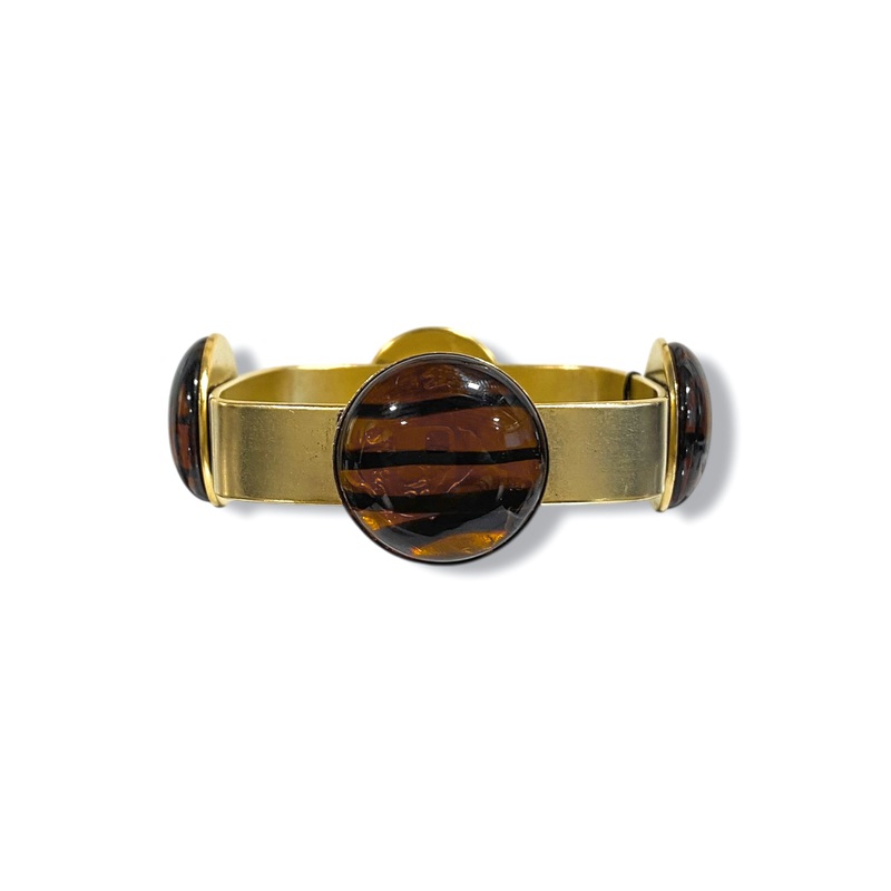 Yochi Penny Tiger Eye Bangle Bracelet