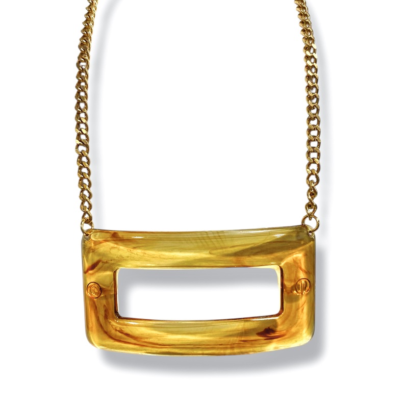 Yochi Tori Square Acrylic Pendant Necklace