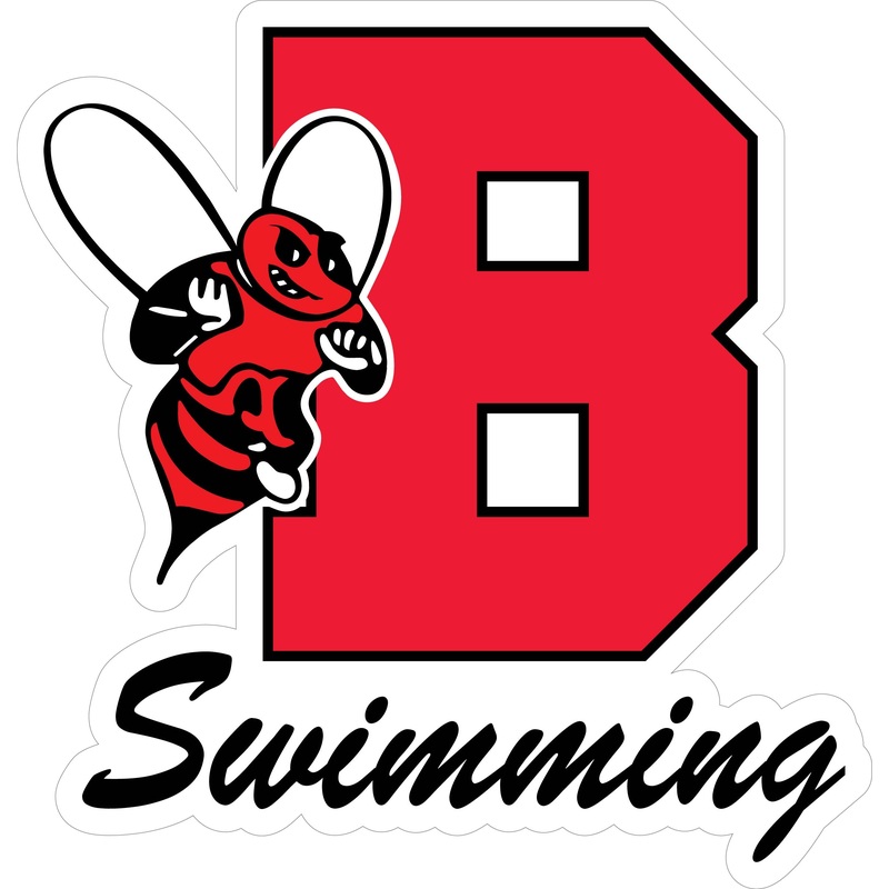 B Swimming Varsity & Cursive Font Decal
