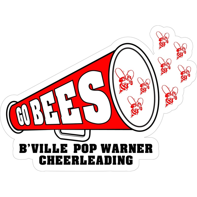 B’Ville Pop Warner Cheerleading Red Megaphone Decal