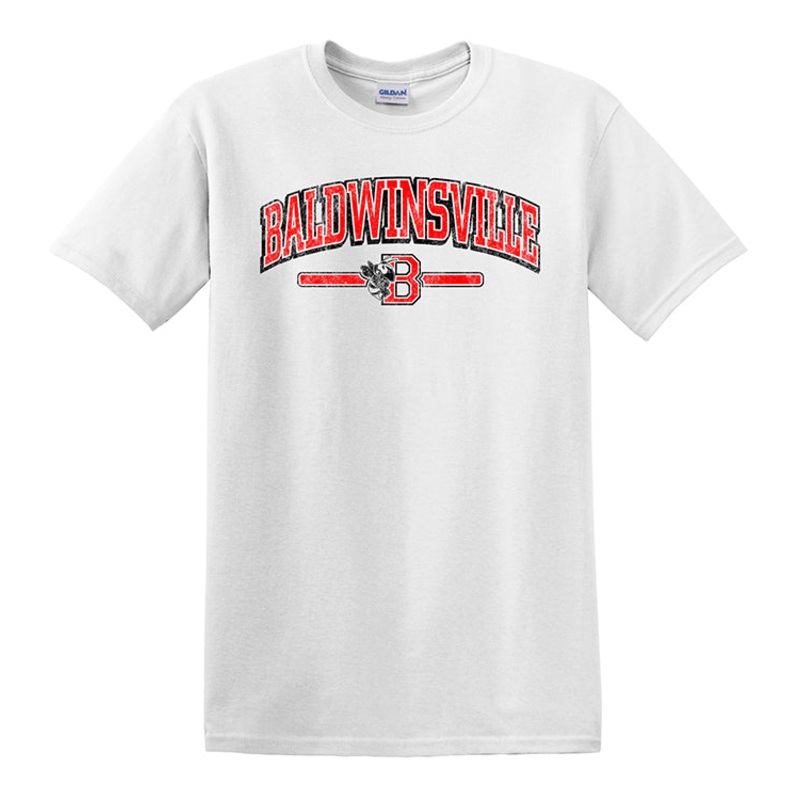 Baldwinsville Distressed Logo White T-Shirt