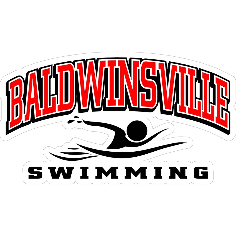 BALDWINSVILLE Swimming Varsity Font & Swimmer Decal